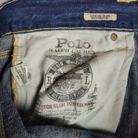 Polo Ralph Lauren Astor Slim Boyfriend Jeans Women's 29 Dark Wash Distressed - Picture 11 of 12